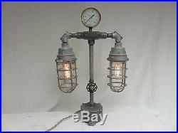 VINTAGE INDUSTRIAL Explosion Proof TABLE Light Killark with guage Steampunk