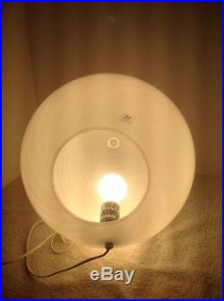 VINTAGE MAESTRI MURANO LARGE 17 WHITE SWIRL GLASS EGG LAMP 1970's ORIGINAL NICE