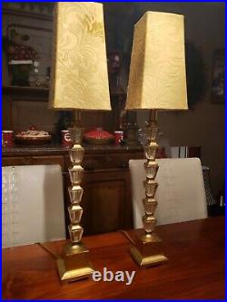 VINTAGE MID-CENTURY MODERN GLASS TABLE LAMPS STACKED PRISMS Hollywood Regency