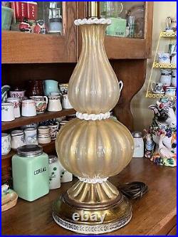 VINTAGE MID CENTURY MODERN MURANO BAROVIER TOSO TABLE LAMP GOLD 40 with FINIAL