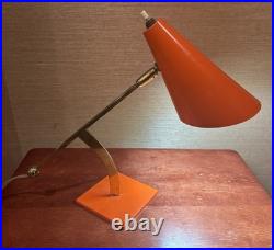 VINTAGE MID CENTURY MODERN SPACE AGE ORB ORANGE TABLE DESK LAMP By LAUREL