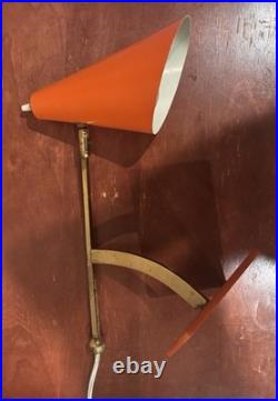 VINTAGE MID CENTURY MODERN SPACE AGE ORB ORANGE TABLE DESK LAMP By LAUREL