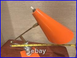 VINTAGE MID CENTURY MODERN SPACE AGE ORB ORANGE TABLE DESK LAMP By LAUREL