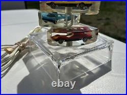 VINTAGE Matchbox Hot Wheels Like Cars Lucite Lamp Highly Collectible Rare NICE