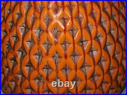 VINTAGE Mid Century MODern Large Fat ORANGE Diamond Texture Drip TABLE LAMP 31