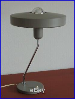 VINTAGE PHILIPS TISCHLAMPE ROMEO DESIGN LOUIS KALFF GREY TABLE LAMP 60er