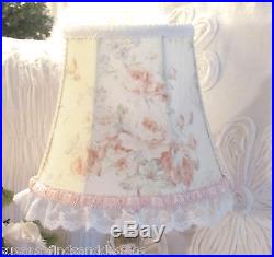VINTAGE Southern Belle LAMP WITH CUSTOM Shabby SHADE Pink Peach ROSES chic Lace