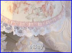 VINTAGE Southern Belle LAMP WITH CUSTOM Shabby SHADE Pink Peach ROSES chic Lace