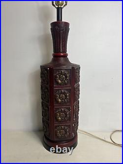 VIntage Large PIERI TULLIO Ceramic Red Pottery Lamp Mid Century Modern 34.75