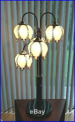 VTGWaterfall 5 LampFlower LOTUS PetalsRETROGlass Table/Floor Lamp40 High