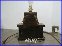 VTG 1950's-60's Cabin River Real Stone & Wood Fireplace Hearth Table Lamp/Light