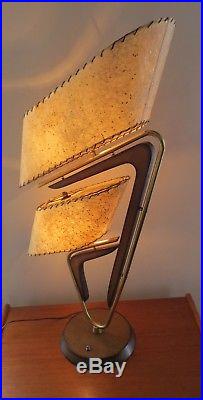 VTG. 1950's MAJESTIC Z TABLE LAMP ORIGINAL FIBERGLASS SHADES A BEAUTY 35
