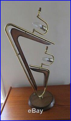 VTG. 1950's MAJESTIC Z TABLE LAMP ORIGINAL FIBERGLASS SHADES MCM 35 FAB