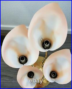 VTG 1980's Mid-Century Pink Blush Calla Lilly Table lamp withExtras Works Clean