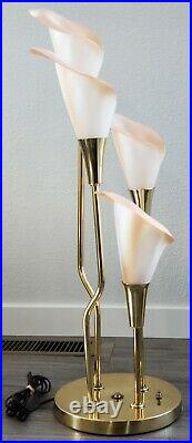 VTG 1980's Mid-Century Pink Blush Calla Lilly Table lamp withExtras Works Clean