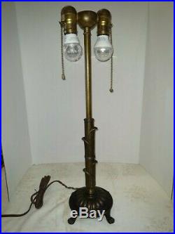 VTG 2-Light Art Deco Nouveau Arts & Craft Mission Rembrandt Table Lamp 1900-1940
