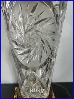 VTG Ainsley Crystal & Brass Hollywood Regency Table Lamp Nice Condition
