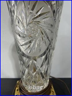 VTG Ainsley Crystal & Brass Hollywood Regency Table Lamp Nice Condition