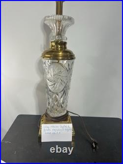 VTG Ainsley Crystal & Brass Hollywood Regency Table Lamp Nice Condition