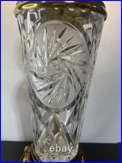 VTG Ainsley Crystal & Brass Hollywood Regency Table Lamp Nice Condition