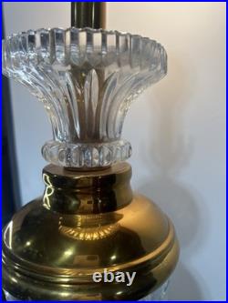 VTG Ainsley Crystal & Brass Hollywood Regency Table Lamp Nice Condition