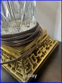 VTG Ainsley Crystal & Brass Hollywood Regency Table Lamp Nice Condition