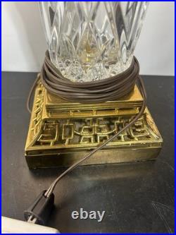 VTG Ainsley Crystal & Brass Hollywood Regency Table Lamp Nice Condition