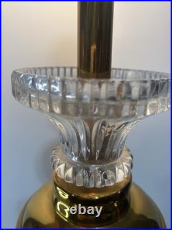 VTG Ainsley Crystal & Brass Hollywood Regency Table Lamp Nice Condition