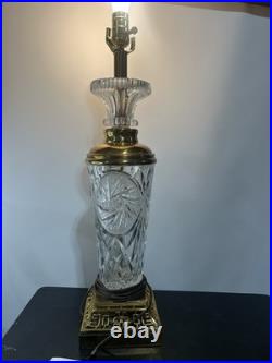 VTG Ainsley Crystal & Brass Hollywood Regency Table Lamp Nice Condition