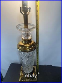 VTG Ainsley Crystal & Brass Hollywood Regency Table Lamp Nice Condition