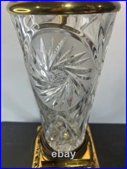 VTG Ainsley Crystal & Brass Hollywood Regency Table Lamp Nice Condition