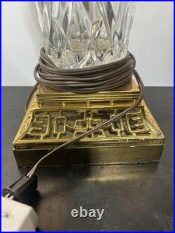 VTG Ainsley Crystal & Brass Hollywood Regency Table Lamp Nice Condition