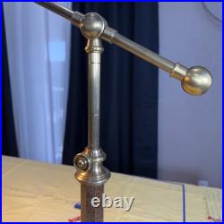 VTG Brass Ethan Allen Articulated Desk Lamp Faux Leather Stem Swing Arm Light