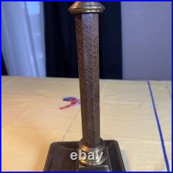 VTG Brass Ethan Allen Articulated Desk Lamp Faux Leather Stem Swing Arm Light
