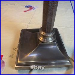 VTG Brass Ethan Allen Articulated Desk Lamp Faux Leather Stem Swing Arm Light