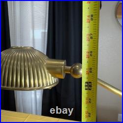 VTG Brass Ethan Allen Articulated Desk Lamp Faux Leather Stem Swing Arm Light