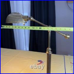 VTG Brass Ethan Allen Articulated Desk Lamp Faux Leather Stem Swing Arm Light