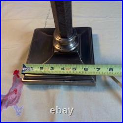 VTG Brass Ethan Allen Articulated Desk Lamp Faux Leather Stem Swing Arm Light