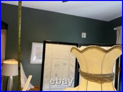 VTG Capodimonte LARGE Figural Table Lamp WithShade Lady Playing Harp 40 In Tall