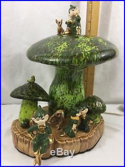 VTG Ceramic Elf Mushroom Table Lamp 12 Tall X 10 Wide Works Beautiful