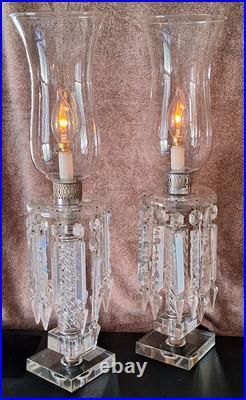 VTG Crystal Lamp Pr 21.5 Flicker Bulb 28 Crystal Prisms Art Noveau Luxury