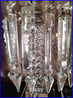 VTG Crystal Lamp Pr 21.5 Flicker Bulb 28 Crystal Prisms Art Noveau Luxury