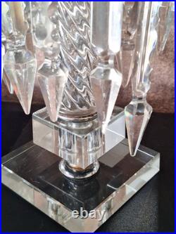 VTG Crystal Lamp Pr 21.5 Flicker Bulb 28 Crystal Prisms Art Noveau Luxury