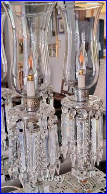 VTG Crystal Lamp Pr 21.5 Flicker Bulb 28 Crystal Prisms Art Noveau Luxury