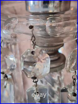 VTG Crystal Lamp Pr 21.5 Flicker Bulb 28 Crystal Prisms Art Noveau Luxury
