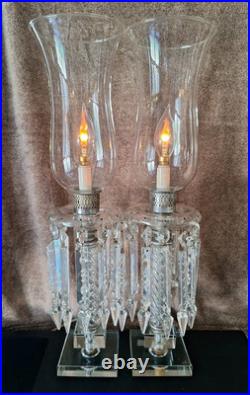 VTG Crystal Lamp Pr 21.5 Flicker Bulb 28 Crystal Prisms Art Noveau Luxury