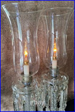 VTG Crystal Lamp Pr 21.5 Flicker Bulb 28 Crystal Prisms Art Noveau Luxury