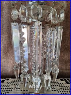 VTG Crystal Lamp Pr 21.5 Flicker Bulb 28 Crystal Prisms Art Noveau Luxury
