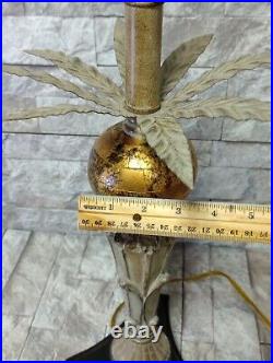 VTG Decorative Table Lamp World Globe Metal Palm Leaves Table Lamp 28 Tall