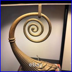 VTG Erwin Lambeth Brass on Lucite Table Lamp Gold Black Hollywood Regency Spiral